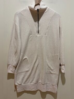 Faherty Legend Quarter Zip Long Sleeve Off White Mini Dress - Women’s Size XS